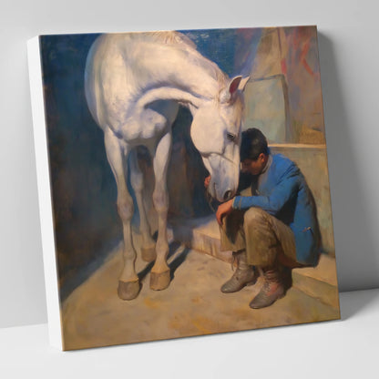 A Moment of Solace horse & rider canvas wall art