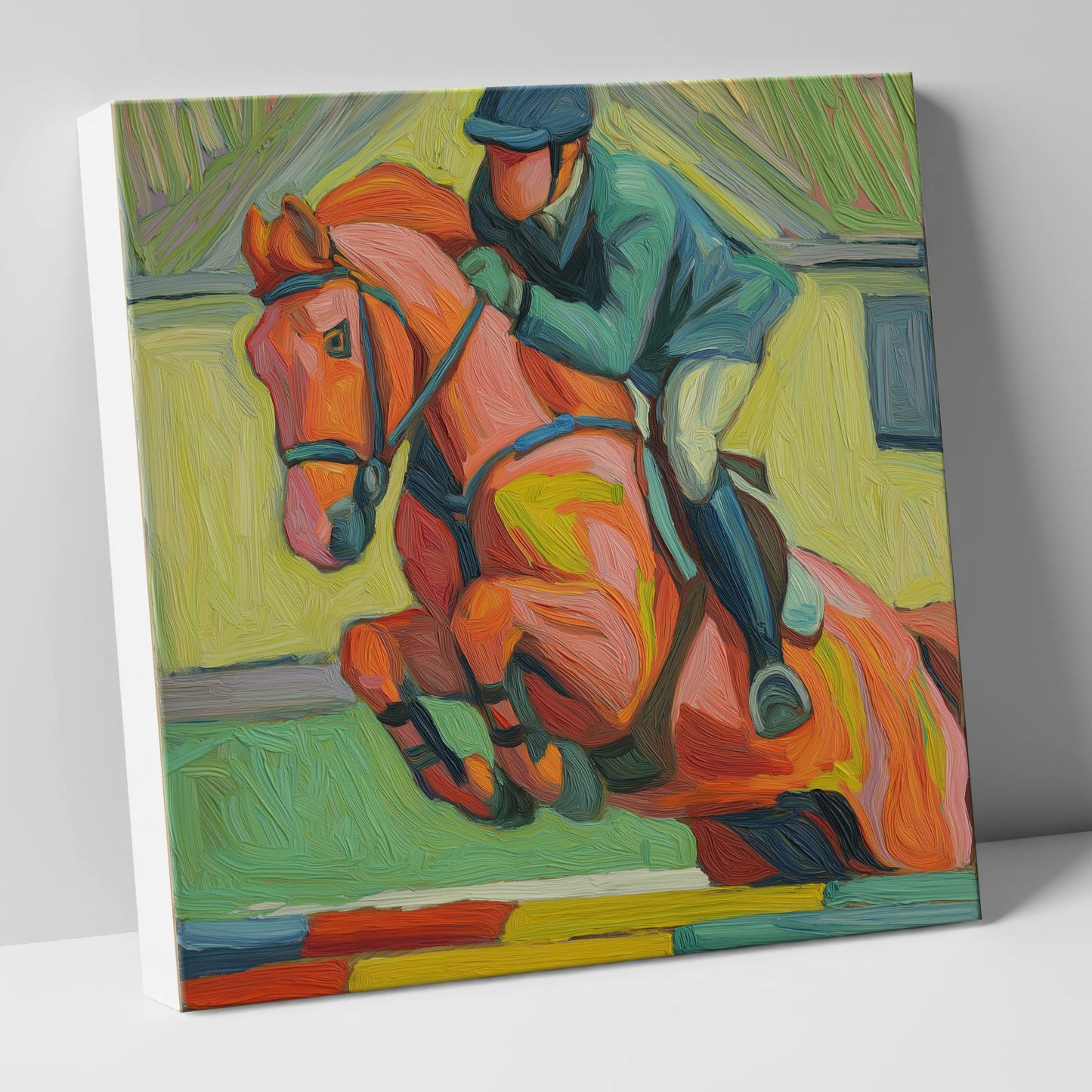 Clearing the Coloureds show jumping horse canvas wall art