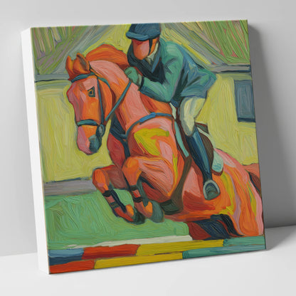 Clearing the Coloureds show jumping horse canvas wall art