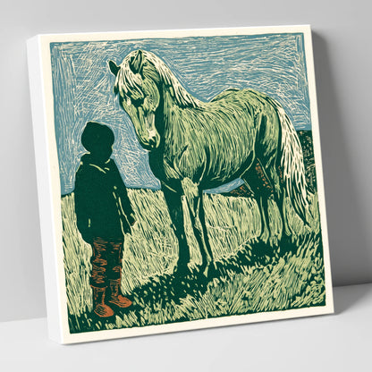 The Silent Bond horse & rider canvas wall art