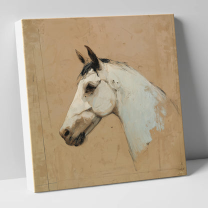 Elegance in Grey horse portrait canvas wall art