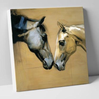A Gentle Meeting horse portrait canvas wall art