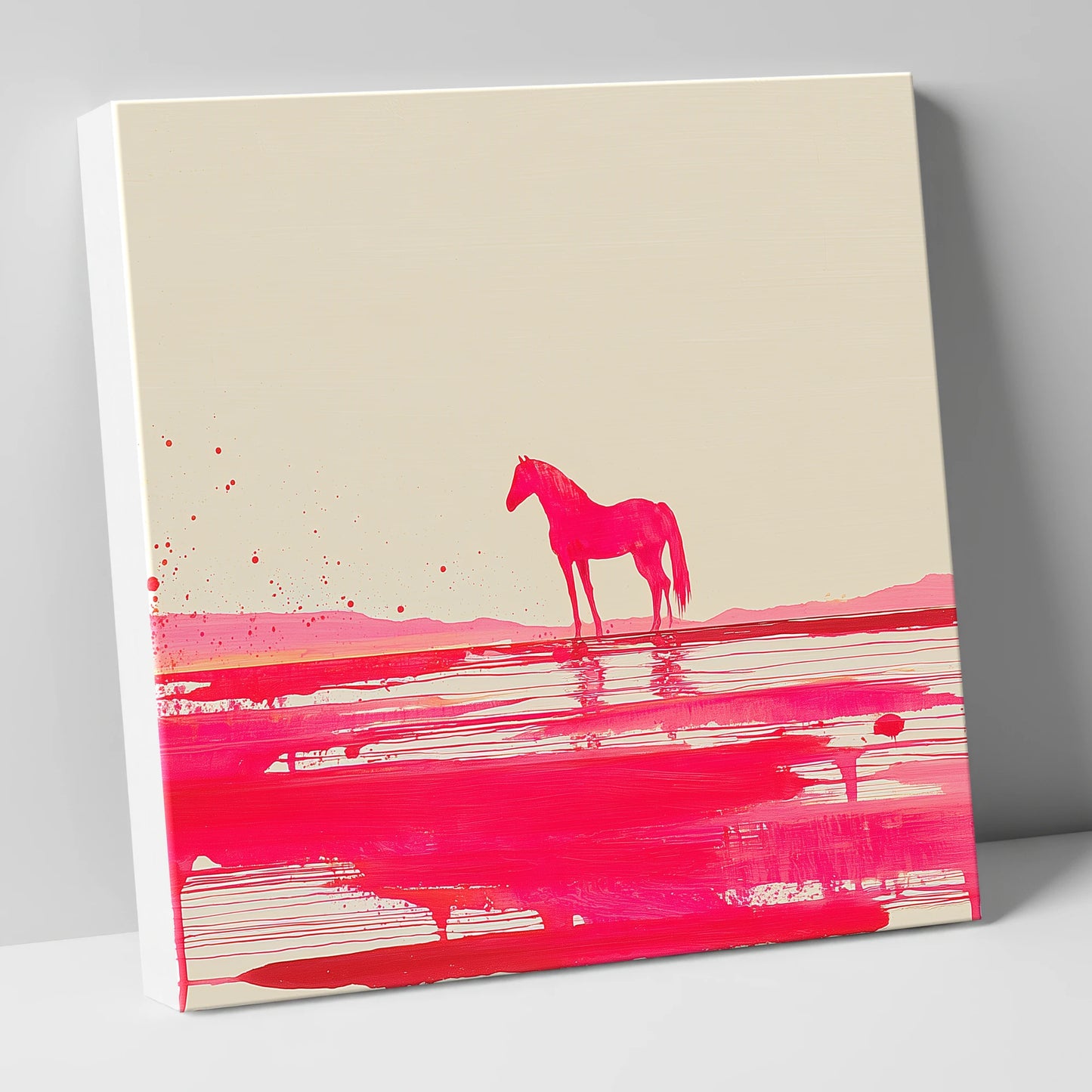 Magenta Horizon Reflection horse landscape canvas wall art