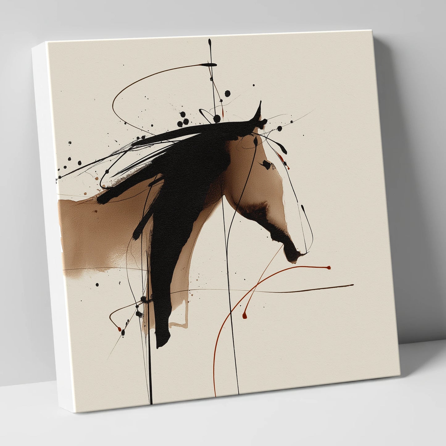 Abstract Sepia Equine horse portrait canvas wall art