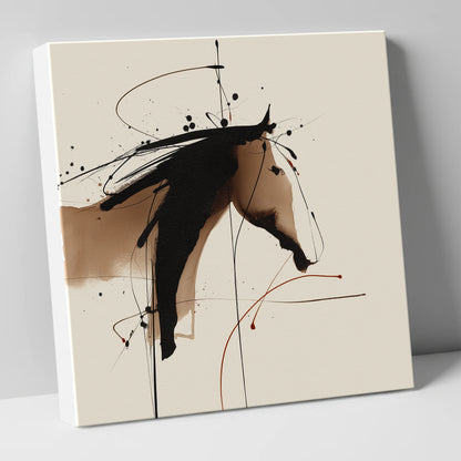 Abstract Sepia Equine horse portrait canvas wall art