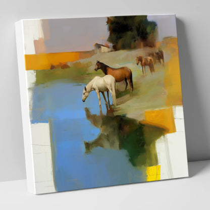 Cerulean Reflections wild horses canvas wall art
