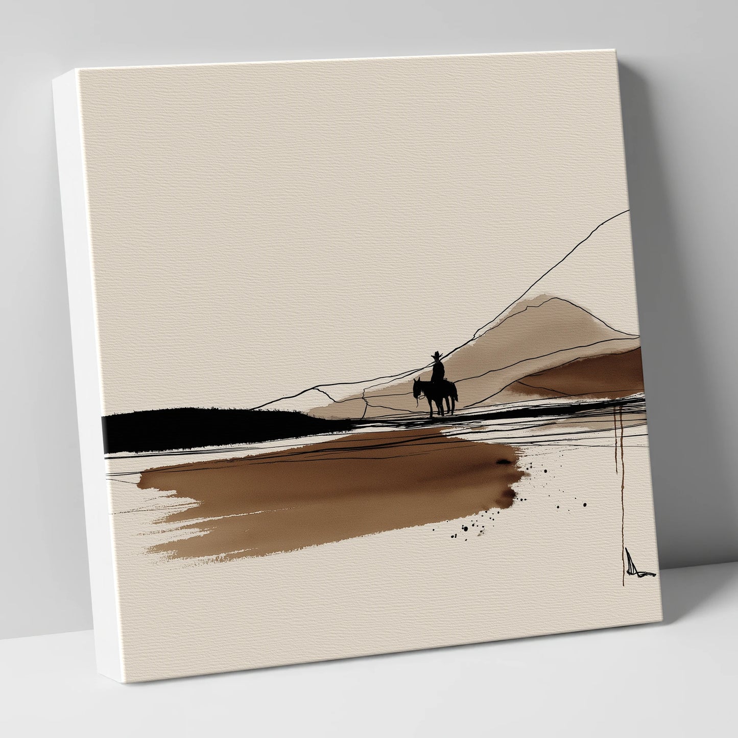 Frontier Silhouette western horse canvas wall art