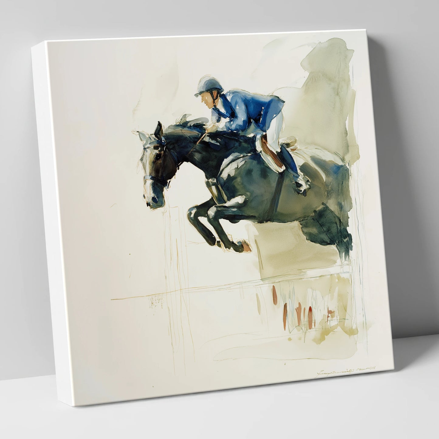 Suspended Grace show jumping horse canvas wall art