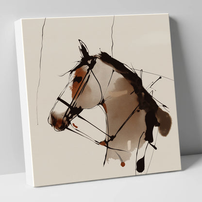 Raw Ink Equine Profile horse portrait canvas wall art