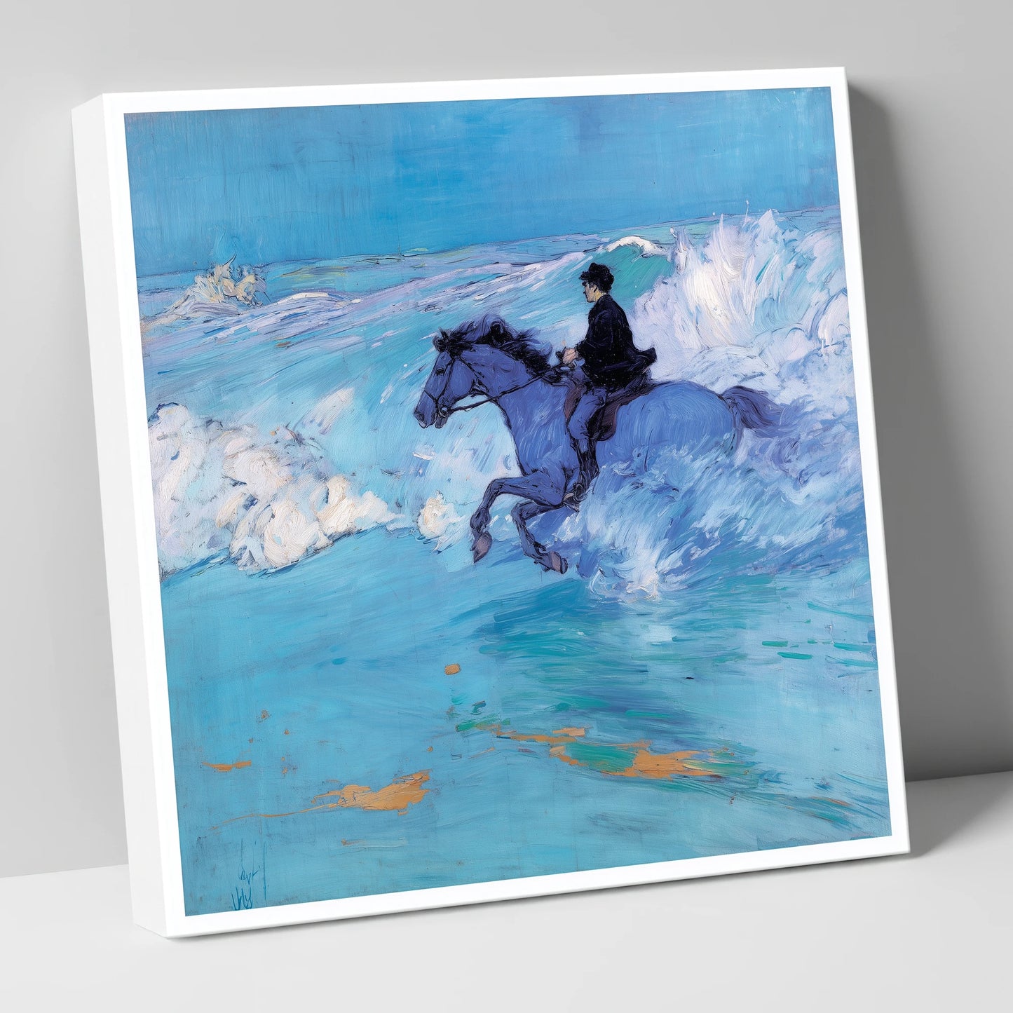 The Azure Tide beach horse canvas wall art