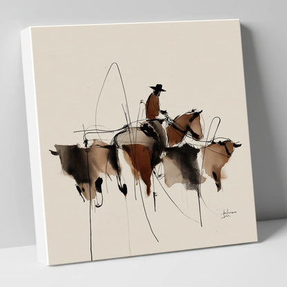 The Cattle Drive western horse canvas wall art