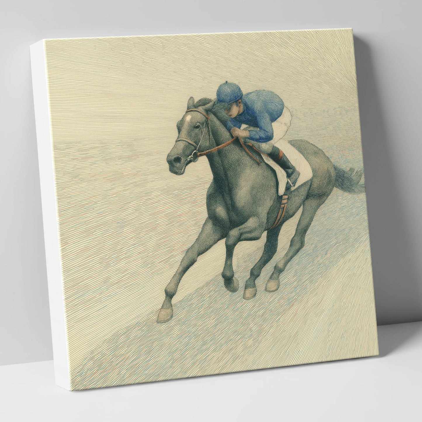 The Slate Grey Gallop racing horse canvas wall art
