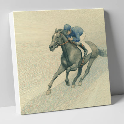 The Slate Grey Gallop racing horse canvas wall art