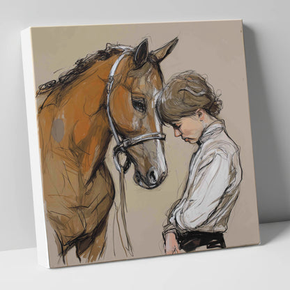 Silent Devotion horse & rider canvas wall art