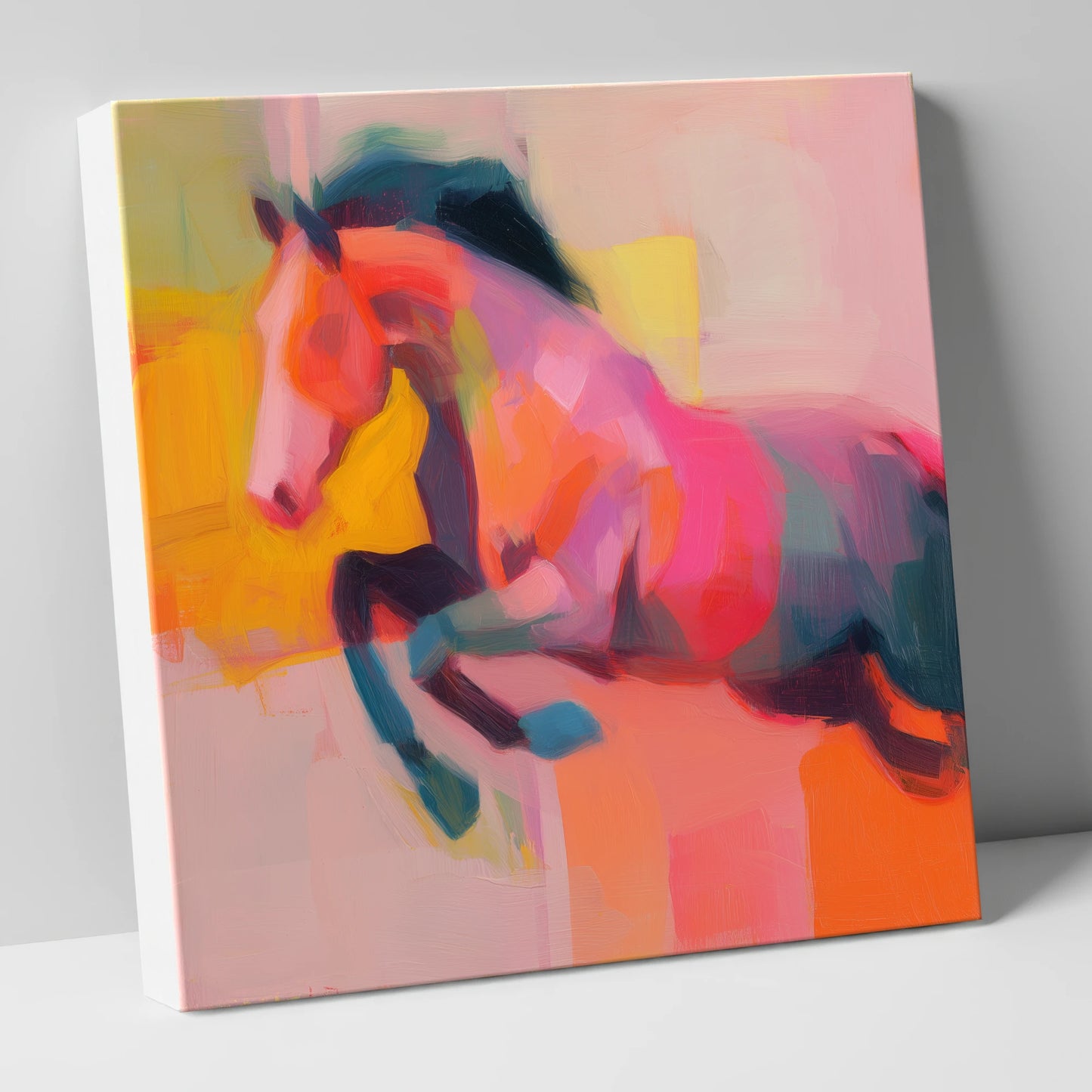 Fiery Leap show jumping horse canvas wall art