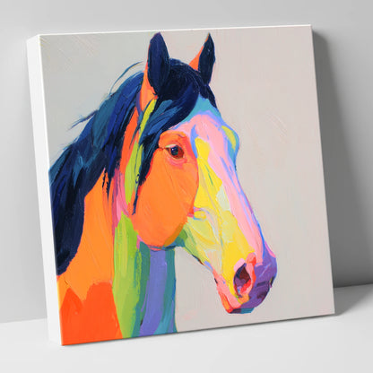 Technicolour Equine Profile horse portrait canvas wall art