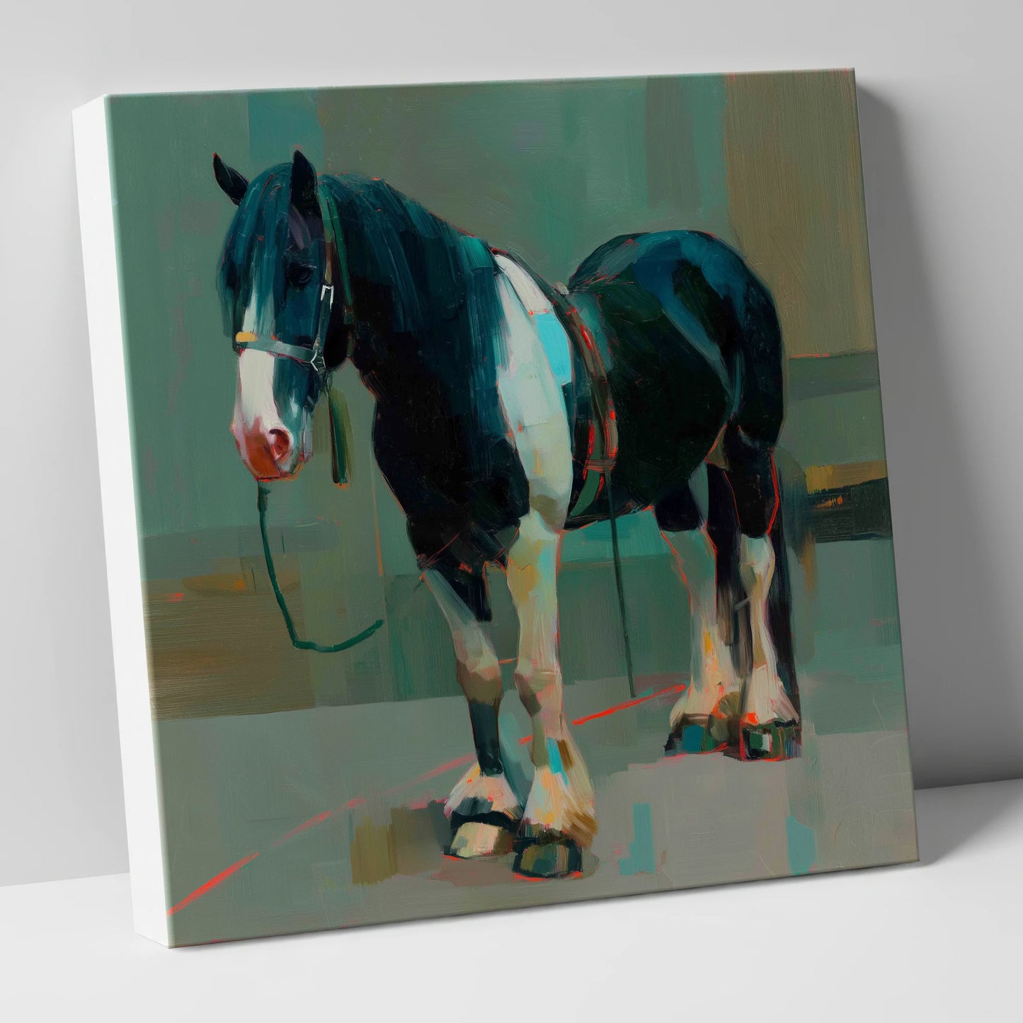 The Stoic Piebald horse breed canvas wall art