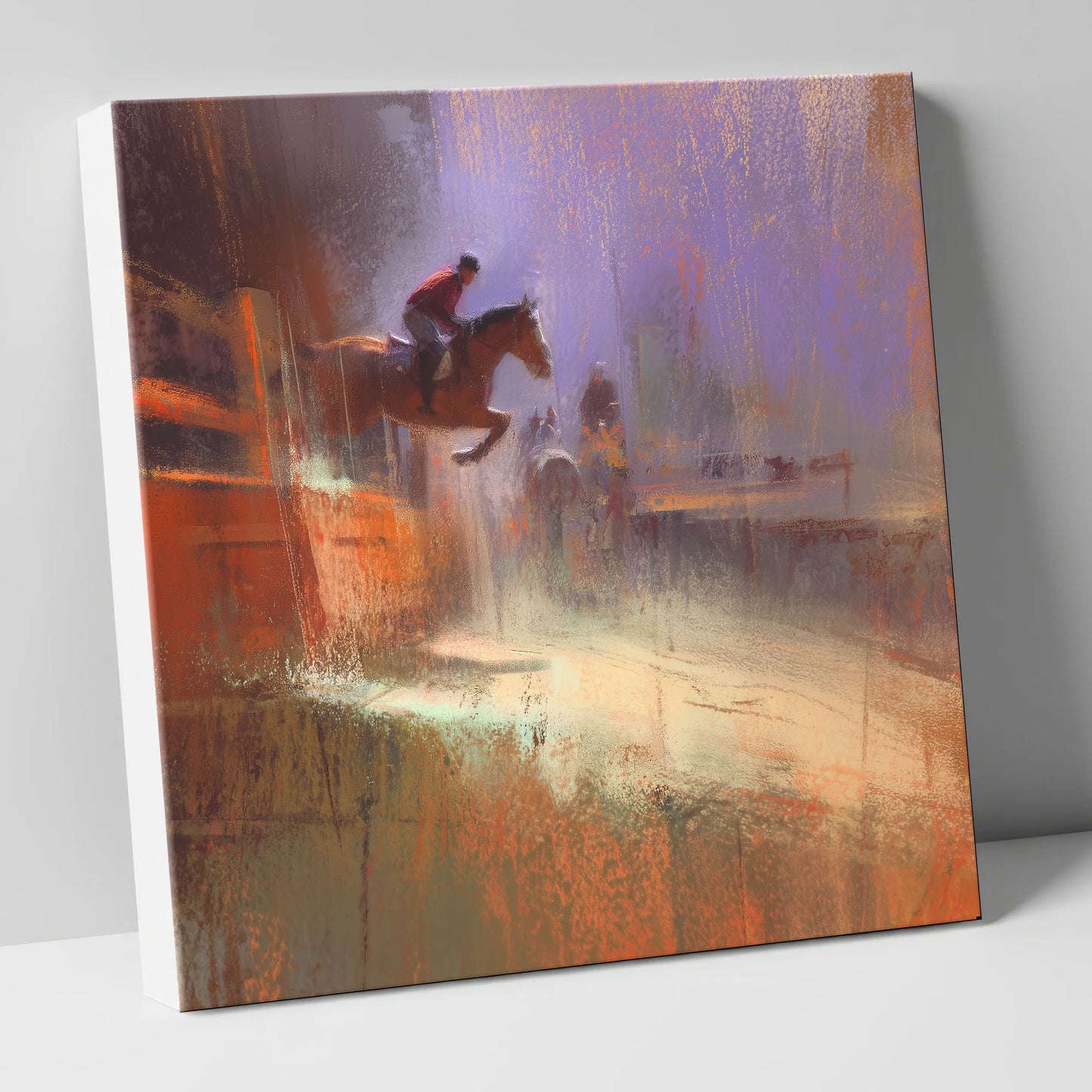 Violet And Sienna Ascent show jumping horse canvas wall art