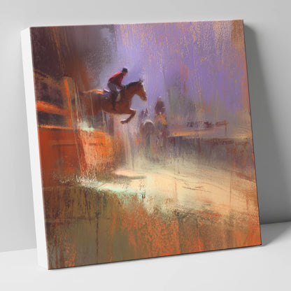 Violet And Sienna Ascent show jumping horse canvas wall art