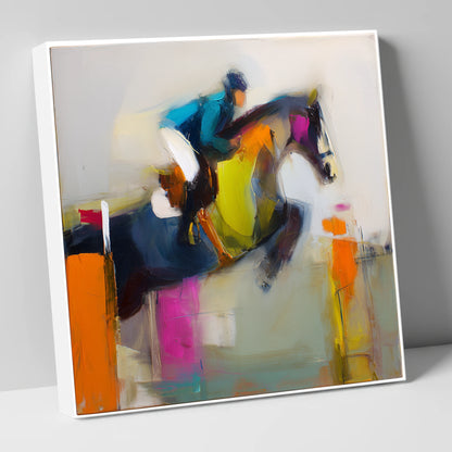 Dynamic Clear Round show jumping horse canvas wall art