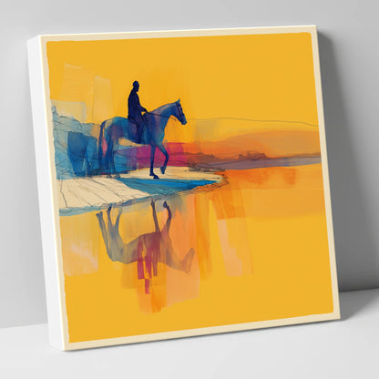 Golden Shoreline Traverse beach horse canvas wall art