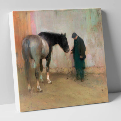 A Quiet Word horse & rider canvas wall art