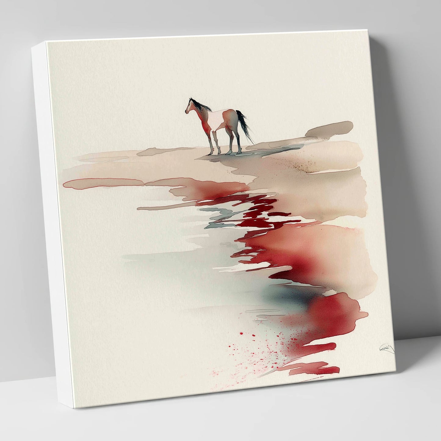 Crimson Horizon horse landscape canvas wall art