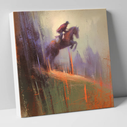 Flight Through the Haze show jumping horse canvas wall art