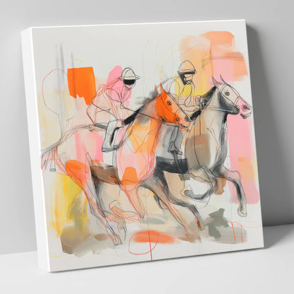 Vibrant Final Furlong racing horse canvas wall art