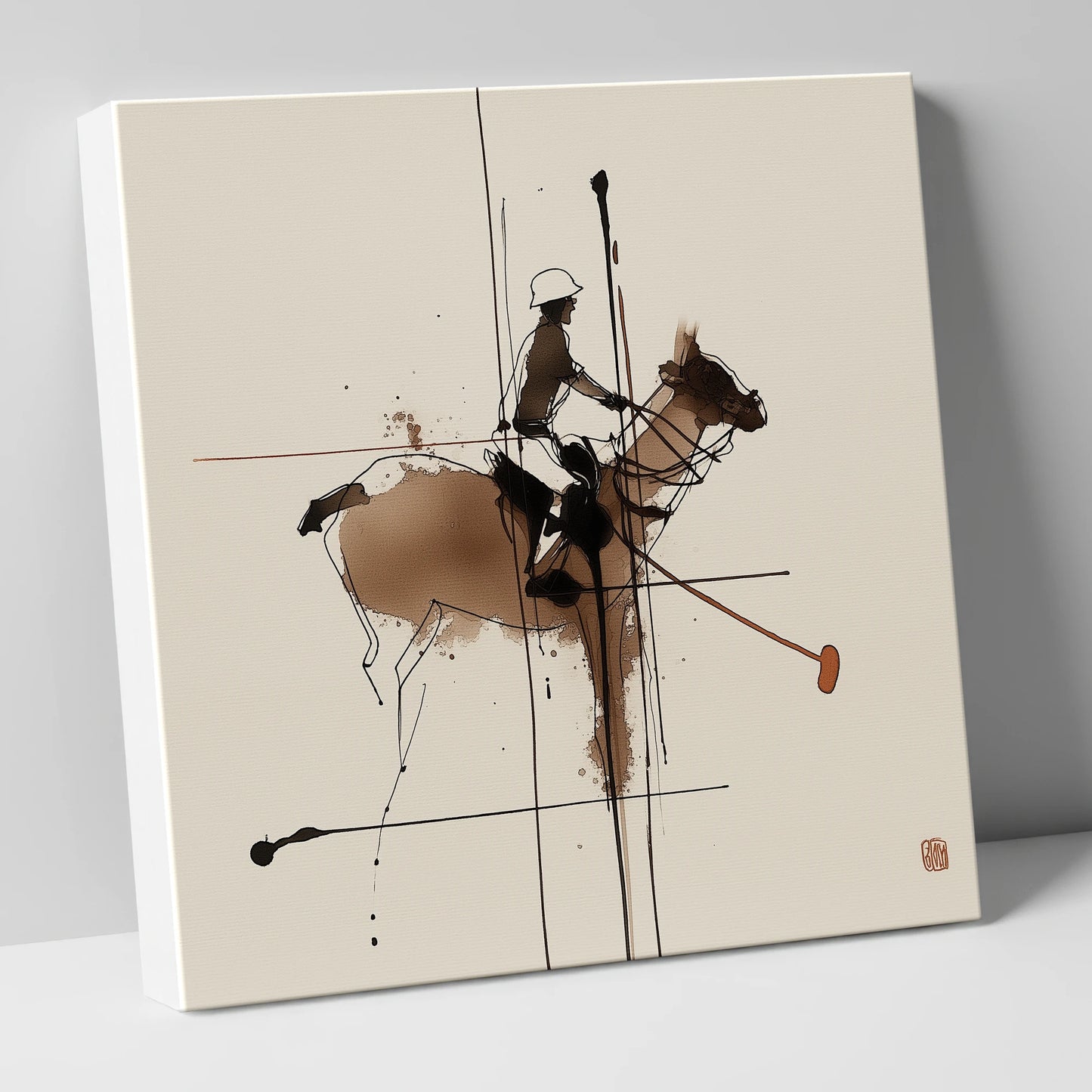 Abstract Polo Strike polo horse canvas wall art