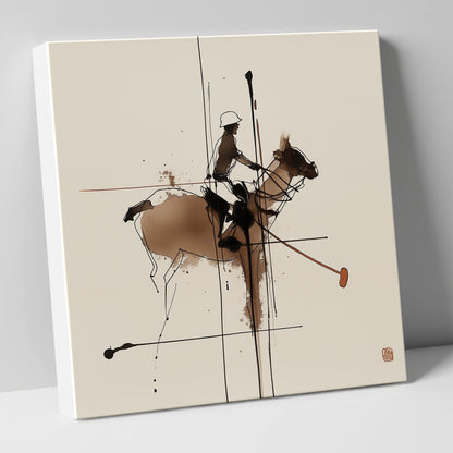 Abstract Polo Strike polo horse canvas wall art