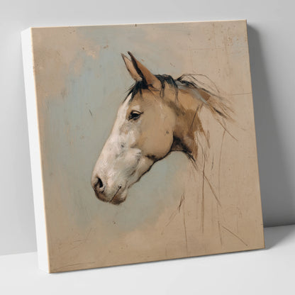 Muted Equine Profile horse portrait canvas wall art