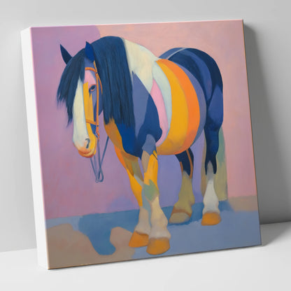 Vibrant Indigo Cob horse breed canvas wall art