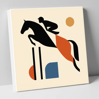 Retro Airborne Ascent show jumping horse canvas wall art