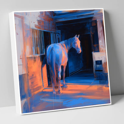 Quiet Light in the Yard horse stable canvas wall art