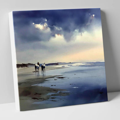 Reflections at Low Tide horse landscape canvas wall art