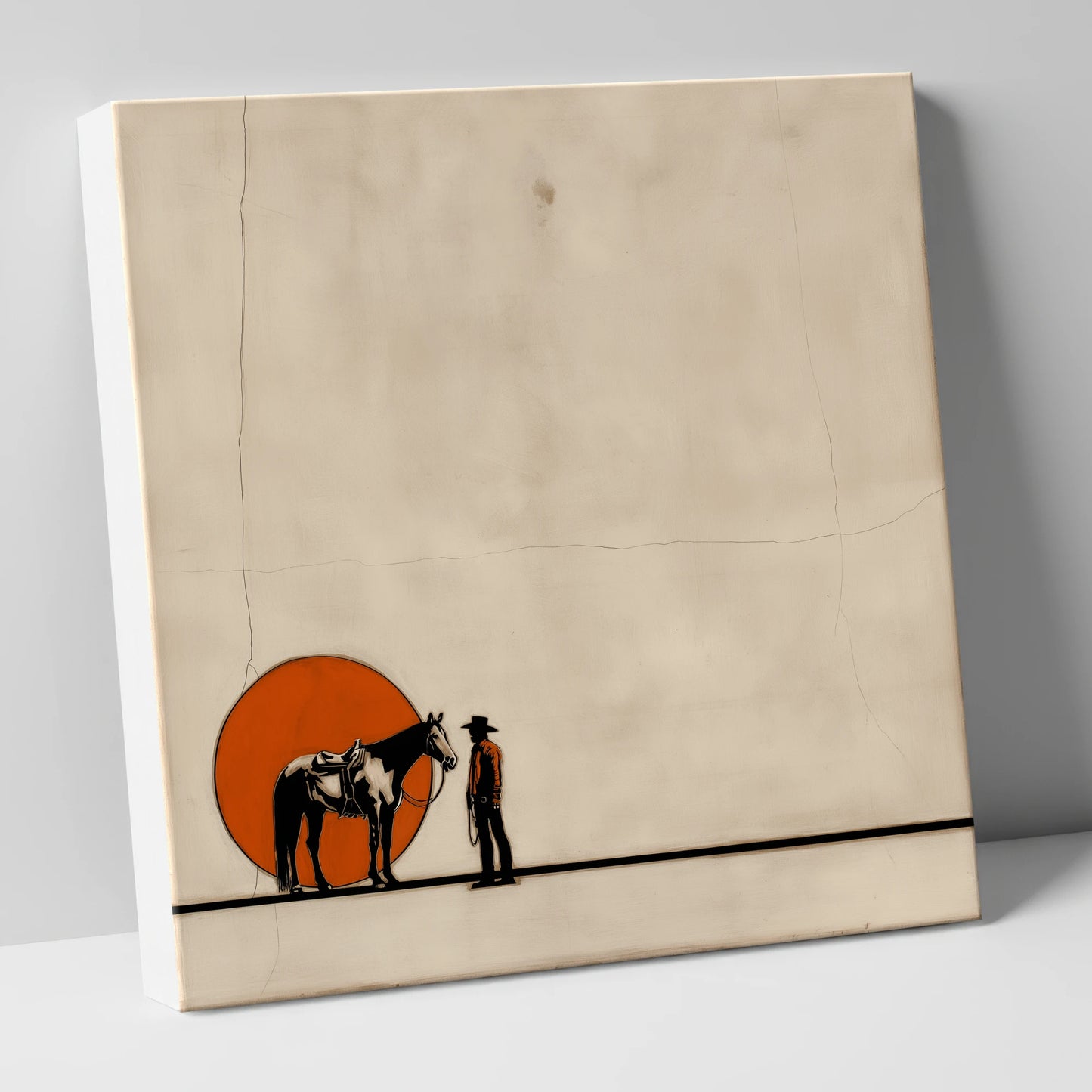 Frontier Sun Silhouette western horse canvas wall art