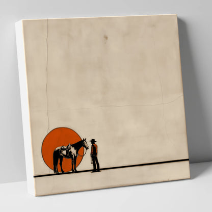 Frontier Sun Silhouette western horse canvas wall art