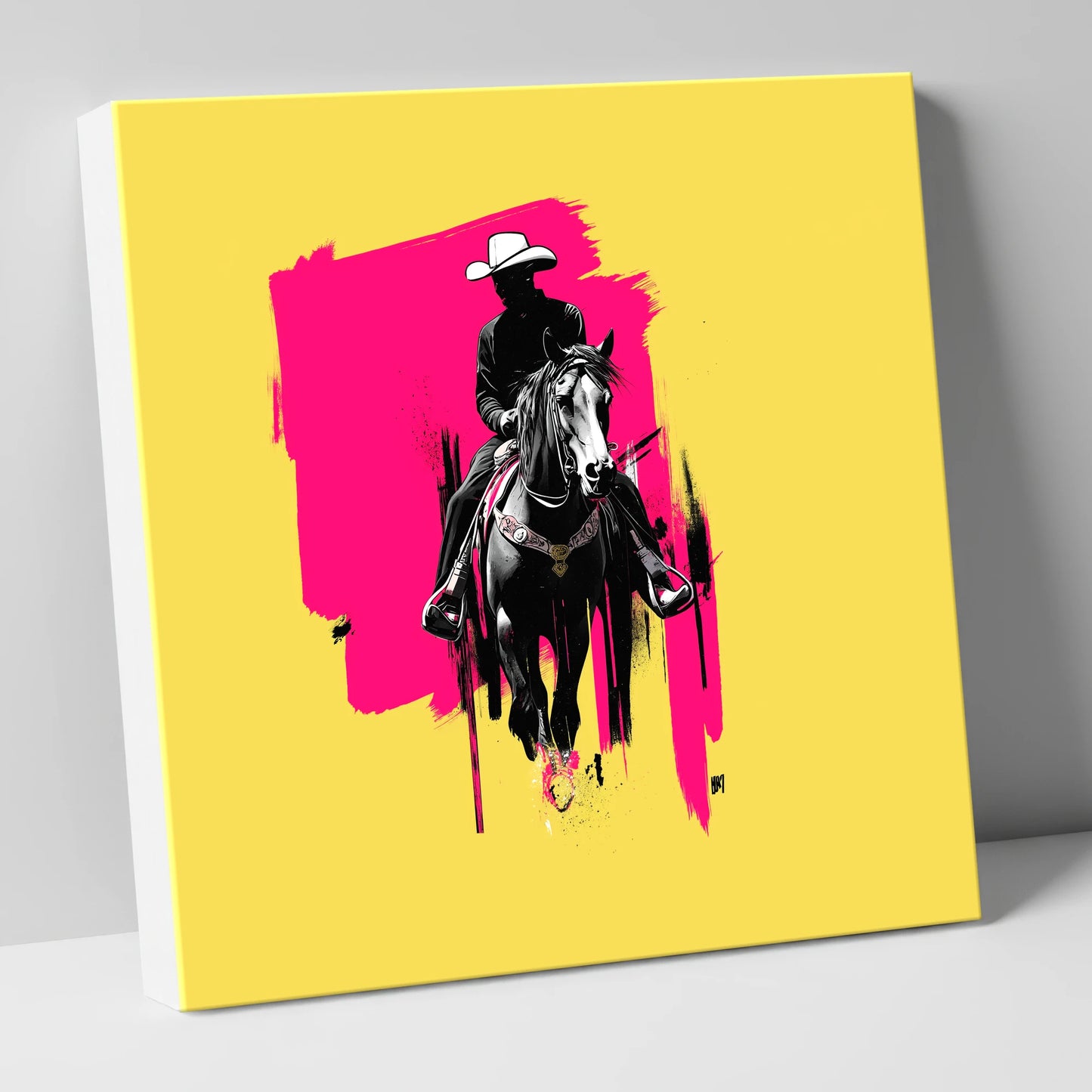 Magenta High Noon western horse canvas wall art