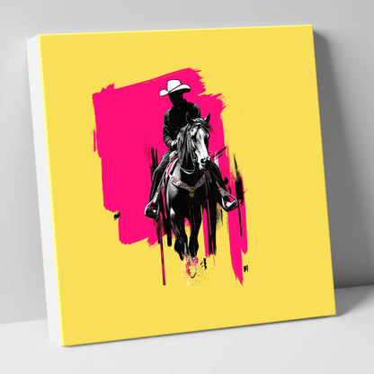 Magenta High Noon western horse canvas wall art