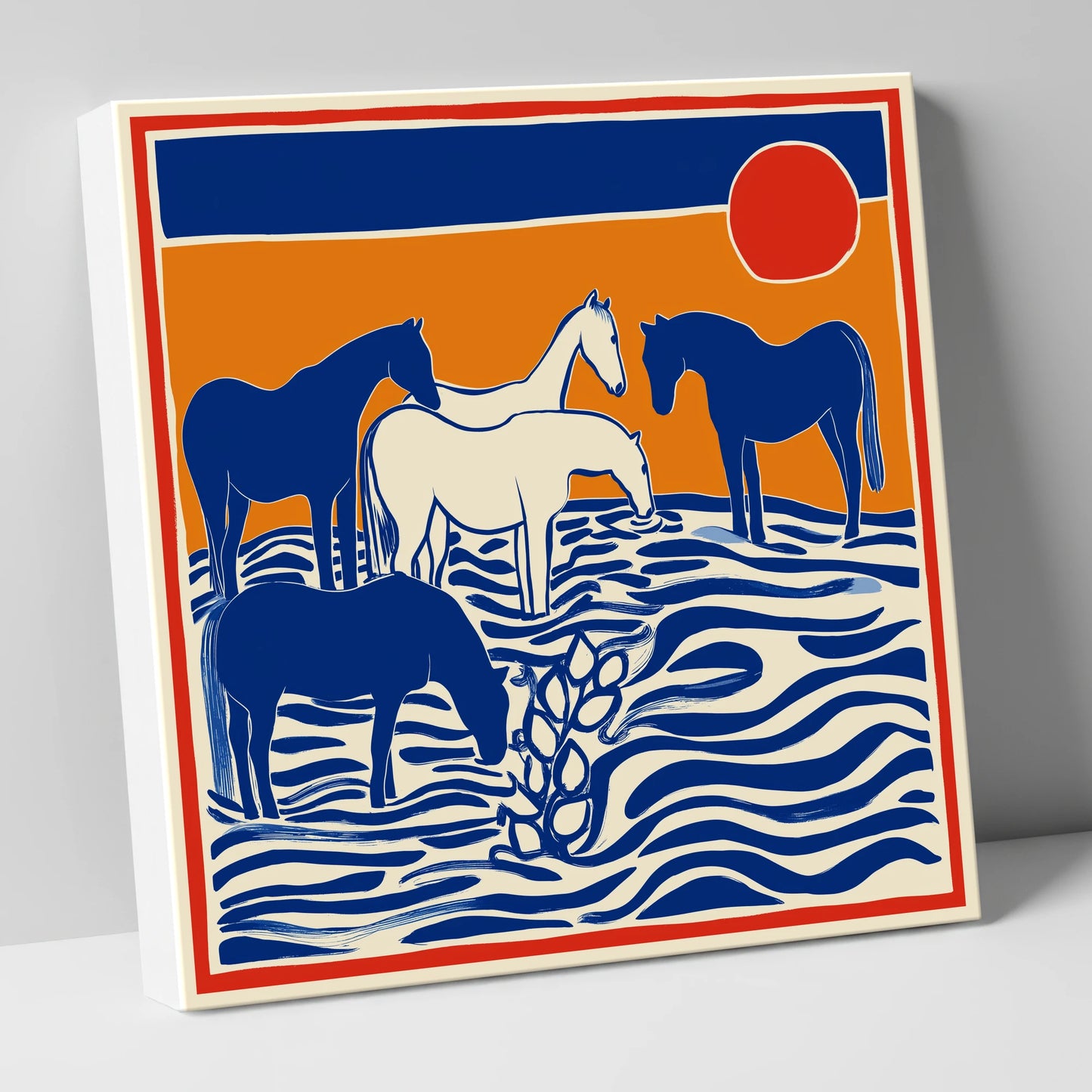 Wild Sapphire Shallows wild horses canvas wall art