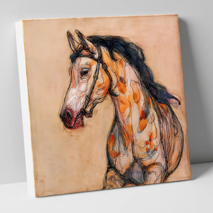 Soulful Ochre Profile horse breed canvas wall art
