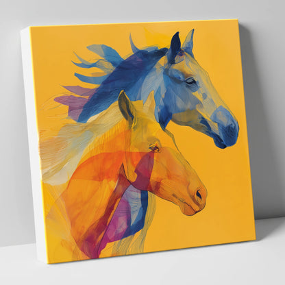 Cobalt and Amber Duet horse landscape canvas wall art