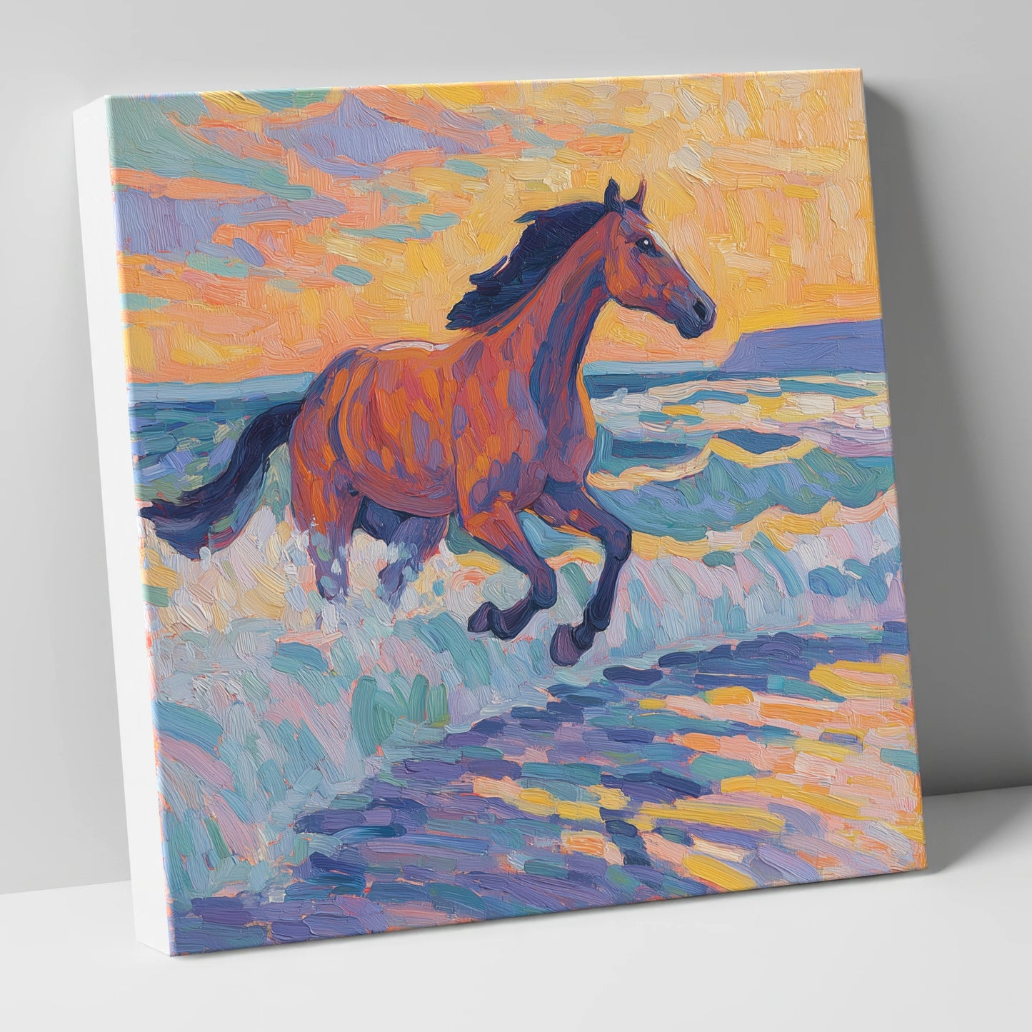 Painted Tide Canter beach horse canvas wall art