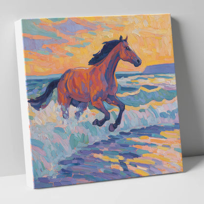 Painted Tide Canter beach horse canvas wall art