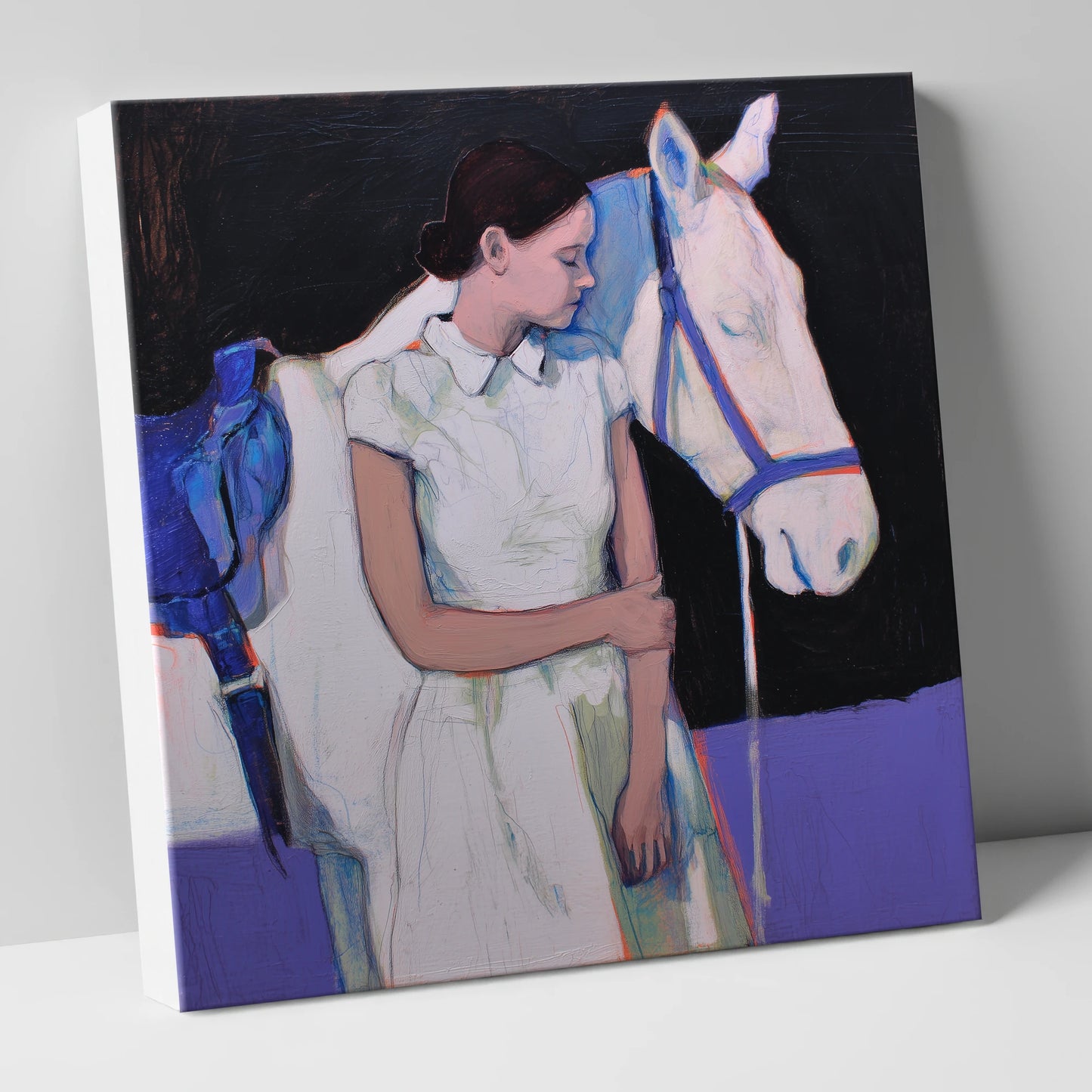The Indigo Bond horse & rider canvas wall art