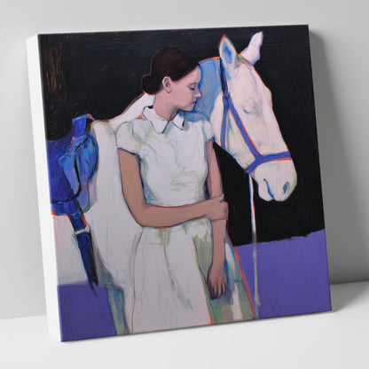 The Indigo Bond horse & rider canvas wall art