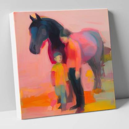 A Vibrant Bond horse & rider canvas wall art