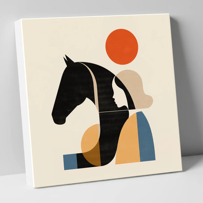 Geometric Equine Harmony horse & rider canvas wall art