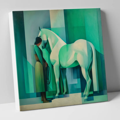 Emerald Equine Harmony horse & rider canvas wall art